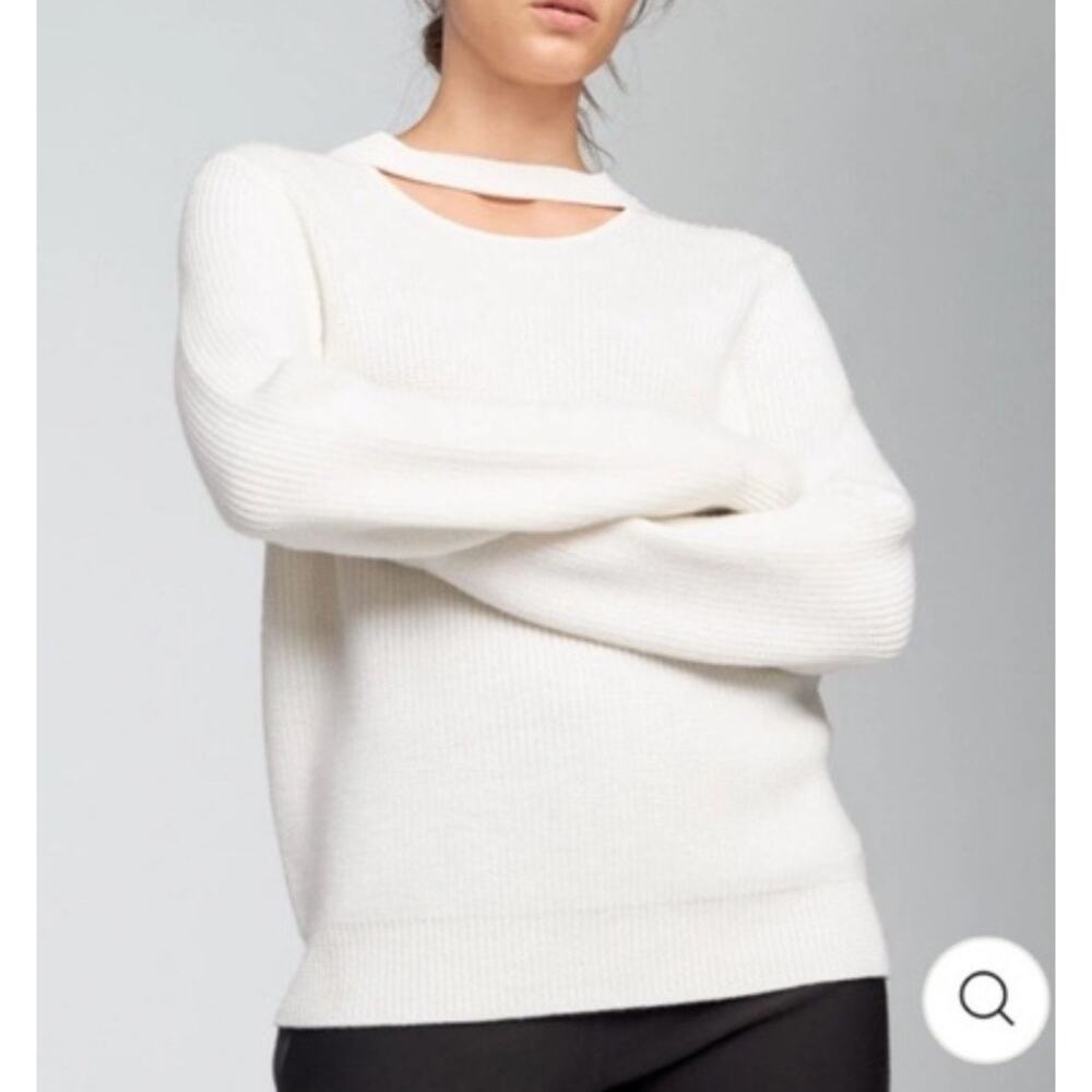 Rag & Bone JEAN Tori Ivory Cutout Crewneck Sweater Merino Wool Pullover Sz M
